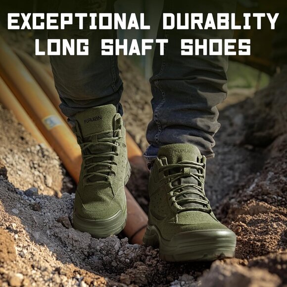 Unisex Green Comfortable Lightweight Slip-Resistant Steel Toe Work Boots - Picture 5 of 6